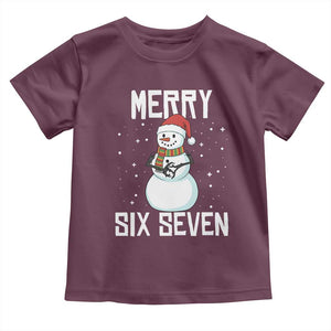 Funny Snowman Merry Six Seven Meme Toddler T Shirt Christmas Trending 67 Gift TS12 Maroon Print Your Wear