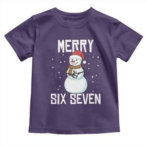 Funny Snowman Merry Six Seven Meme Toddler T Shirt Christmas Trending 67 Gift TS12 Purple Print Your Wear