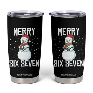 Funny Snowman Merry Six Seven Meme Tumbler Cup Christmas Trending 67 Gift TS12 Black Print Your Wear