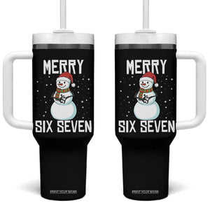 Funny Snowman Merry Six Seven Meme Tumbler With Handle Christmas Trending 67 Gift TS12 One Size: 40 oz Black Print Your Wear