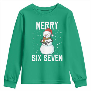 Funny Snowman Merry Six Seven Meme Youth Sweatshirt Christmas Trending 67 Gift TS12 Irish Green Print Your Wear