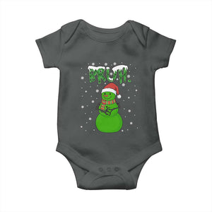 Funny Green Snowman Six Seven Meme Baby Onesie Christmas Gift For Gen Z TS12 Dark Heather Print Your Wear