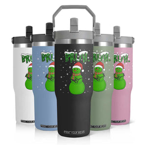 Funny Green Snowman Six Seven Meme Flip Straw Tumbler Christmas Gift For Gen Z TS12 Print Your Wear