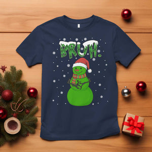 Funny Green Snowman Six Seven Meme T Shirt Christmas Gift For Gen Z TS12 Navy Print Your Wear