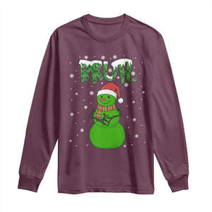 Funny Green Snowman Six Seven Meme Long Sleeve Shirt Christmas Gift For Gen Z TS12 Maroon Print Your Wear