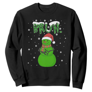Funny Green Snowman Six Seven Meme Sweatshirt Christmas Gift For Gen Z TS12 Black Print Your Wear