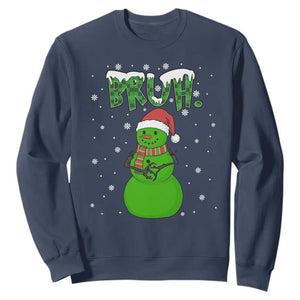 Funny Green Snowman Six Seven Meme Sweatshirt Christmas Gift For Gen Z TS12 Navy Print Your Wear