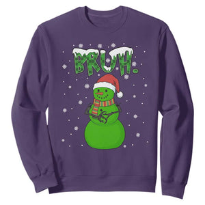 Funny Green Snowman Six Seven Meme Sweatshirt Christmas Gift For Gen Z TS12 Purple Print Your Wear