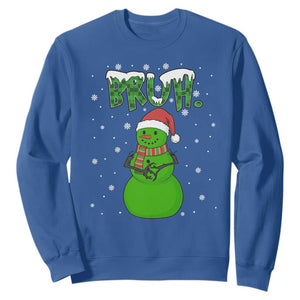 Funny Green Snowman Six Seven Meme Sweatshirt Christmas Gift For Gen Z TS12 Royal Blue Print Your Wear