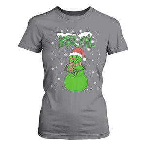 Funny Green Snowman Six Seven Meme T Shirt For Women Christmas Gift For Gen Z TS12 Charcoal Print Your Wear