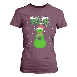 Funny Green Snowman Six Seven Meme T Shirt For Women Christmas Gift For Gen Z TS12 Maroon Print Your Wear