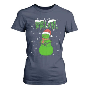 Funny Green Snowman Six Seven Meme T Shirt For Women Christmas Gift For Gen Z TS12 Navy Print Your Wear