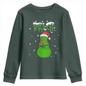 Funny Green Snowman Six Seven Meme Youth Sweatshirt Christmas Gift For Gen Z TS12 Dark Forest Green Print Your Wear