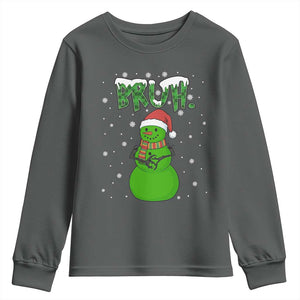 Funny Green Snowman Six Seven Meme Youth Sweatshirt Christmas Gift For Gen Z TS12 Dark Heather Print Your Wear