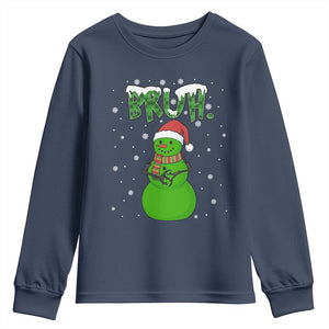 Funny Green Snowman Six Seven Meme Youth Sweatshirt Christmas Gift For Gen Z TS12 Navy Print Your Wear