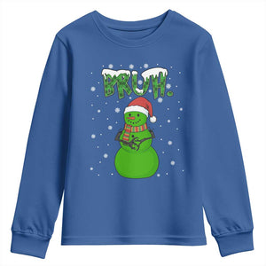Funny Green Snowman Six Seven Meme Youth Sweatshirt Christmas Gift For Gen Z TS12 Royal Blue Print Your Wear