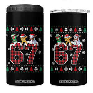 Funny Gen Z Alpha Ugly Xmas Gift 4 in 1 Can Cooler Tumbler Gingerbread Snowman Elf Dabbing TS12 One Size: 16 oz Black Print Your Wear