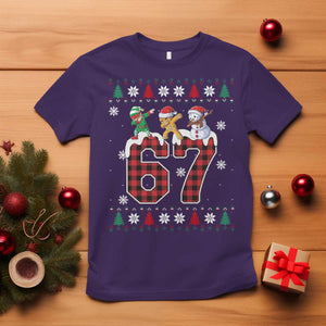 Funny Gen Z Alpha Ugly Xmas Gift T Shirt Gingerbread Snowman Elf Dabbing TS12 Purple Print Your Wear
