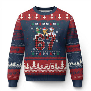 Funny Gen Z Alpha Ugly Xmas Gift Ugly Christmas Sweater Gingerbread Snowman Elf Dabbing TS12 Navy Red Print Your Wear