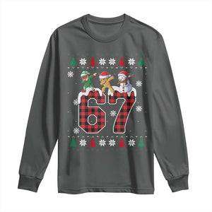 Funny Gen Z Alpha Ugly Xmas Gift Long Sleeve Shirt Gingerbread Snowman Elf Dabbing TS12 Dark Heather Print Your Wear