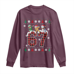 Funny Gen Z Alpha Ugly Xmas Gift Long Sleeve Shirt Gingerbread Snowman Elf Dabbing TS12 Maroon Print Your Wear