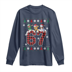 Funny Gen Z Alpha Ugly Xmas Gift Long Sleeve Shirt Gingerbread Snowman Elf Dabbing TS12 Navy Print Your Wear