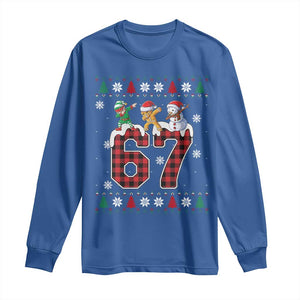Funny Gen Z Alpha Ugly Xmas Gift Long Sleeve Shirt Gingerbread Snowman Elf Dabbing TS12 Royal Blue Print Your Wear