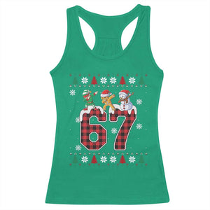 Funny Gen Z Alpha Ugly Xmas Gift Racerback Tank Top Gingerbread Snowman Elf Dabbing TS12 Irish Green Print Your Wear