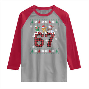 Funny Gen Z Alpha Ugly Xmas Gift Raglan Shirt Gingerbread Snowman Elf Dabbing TS12 Sport Gray Red Print Your Wear