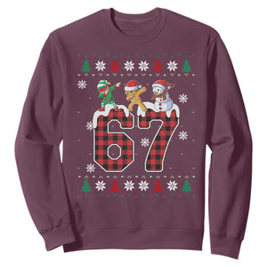 Funny Gen Z Alpha Ugly Xmas Gift Sweatshirt Gingerbread Snowman Elf Dabbing TS12 Maroon Print Your Wear