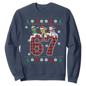 Funny Gen Z Alpha Ugly Xmas Gift Sweatshirt Gingerbread Snowman Elf Dabbing TS12 Navy Print Your Wear