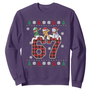 Funny Gen Z Alpha Ugly Xmas Gift Sweatshirt Gingerbread Snowman Elf Dabbing TS12 Purple Print Your Wear