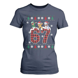 Funny Gen Z Alpha Ugly Xmas Gift T Shirt For Women Gingerbread Snowman Elf Dabbing TS12 Navy Print Your Wear