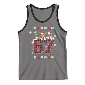 Funny Gen Z Alpha Ugly Xmas Gift Tank Top Gingerbread Snowman Elf Dabbing TS12 Deep Heather Black Print Your Wear