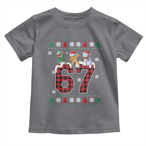 Funny Gen Z Alpha Ugly Xmas Gift Toddler T Shirt Gingerbread Snowman Elf Dabbing TS12 Charcoal Print Your Wear