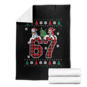 Six Seven Meme Snowman Santa Dab Throw Blanket Funny Christmas Ugly Sweater Gift TS12 Black Print Your Wear