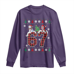Six Seven Meme Snowman Santa Dab Long Sleeve Shirt Funny Christmas Ugly Sweater Gift TS12 Purple Print Your Wear