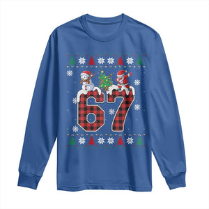 Six Seven Meme Snowman Santa Dab Long Sleeve Shirt Funny Christmas Ugly Sweater Gift TS12 Royal Blue Print Your Wear