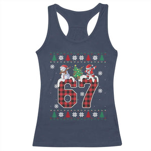 Six Seven Meme Snowman Santa Dab Racerback Tank Top Funny Christmas Ugly Sweater Gift TS12 Navy Print Your Wear