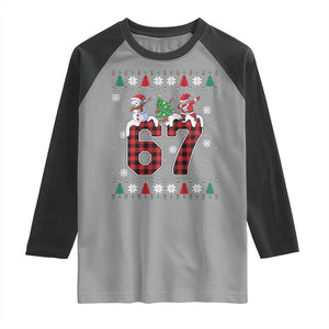 Six Seven Meme Snowman Santa Dab Raglan Shirt Funny Christmas Ugly Sweater Gift TS12 Sport Gray Black Print Your Wear