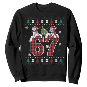 Six Seven Meme Snowman Santa Dab Sweatshirt Funny Christmas Ugly Sweater Gift TS12 Black Print Your Wear