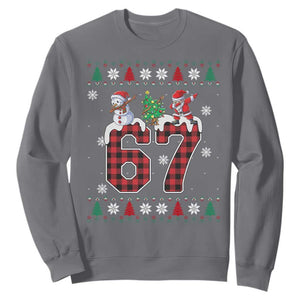 Six Seven Meme Snowman Santa Dab Sweatshirt Funny Christmas Ugly Sweater Gift TS12 Charcoal Print Your Wear