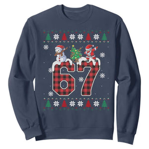 Six Seven Meme Snowman Santa Dab Sweatshirt Funny Christmas Ugly Sweater Gift TS12 Navy Print Your Wear