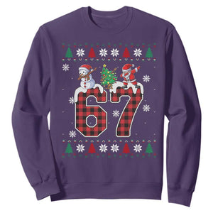 Six Seven Meme Snowman Santa Dab Sweatshirt Funny Christmas Ugly Sweater Gift TS12 Purple Print Your Wear