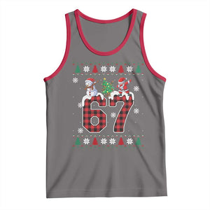 Six Seven Meme Snowman Santa Dab Tank Top Funny Christmas Ugly Sweater Gift TS12 Deep Heather Red Print Your Wear