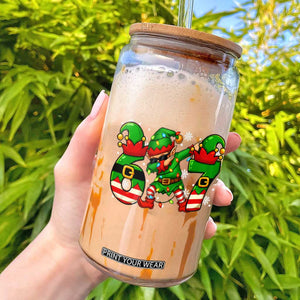 Funny Elf Dab Six Seven Meme Glass Can Christmas Trending 67 Gift TS12 Black Print Your Wear