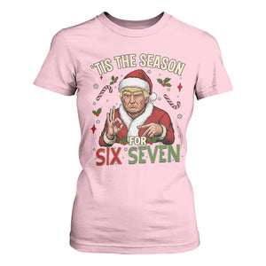 Funny Trump Patriotic Six Seven Meme T Shirt For Women Tis The Season Christmas Gift TS12 Light Pink Print Your Wear