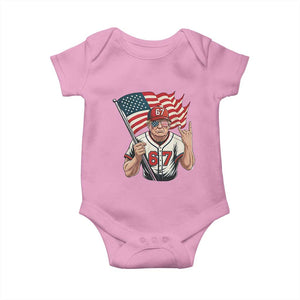 Funny Trump Patriotic 67 Meme Baby Onesie Six Seven Gen Alpha Slang Gift TS12 Light Pink Print Your Wear