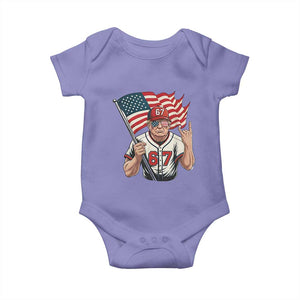 Funny Trump Patriotic 67 Meme Baby Onesie Six Seven Gen Alpha Slang Gift TS12 Violet Print Your Wear