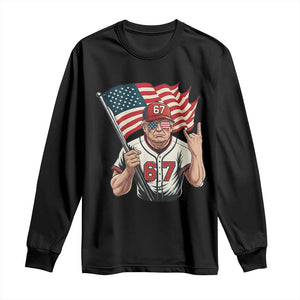 Funny Trump Patriotic 67 Meme Long Sleeve Shirt Six Seven Gen Alpha Slang Gift TS12 Black Print Your Wear